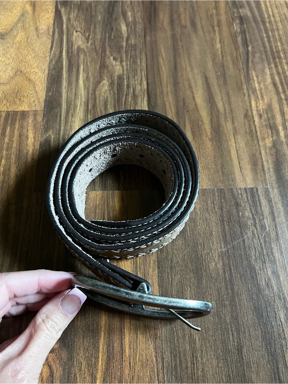 Source Unknown taupe leather